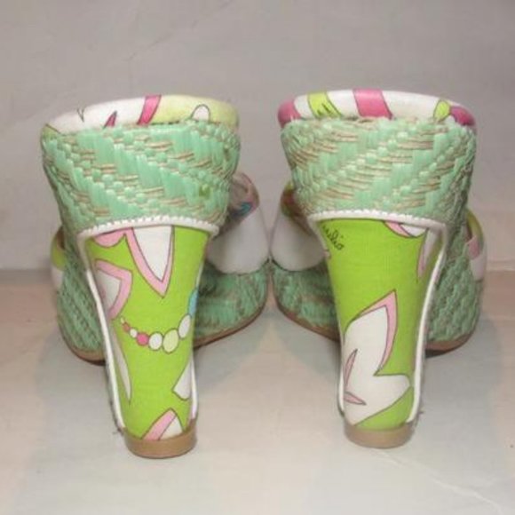 Pucci White Leather & Colorful Floral Mule Wedges! - Picture 3 of 12